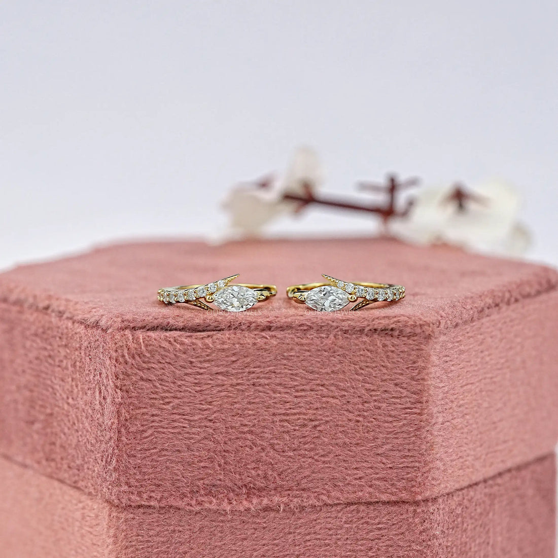 Old Mine Moval Lab Diamond Huggie Hoop Earrings Earring