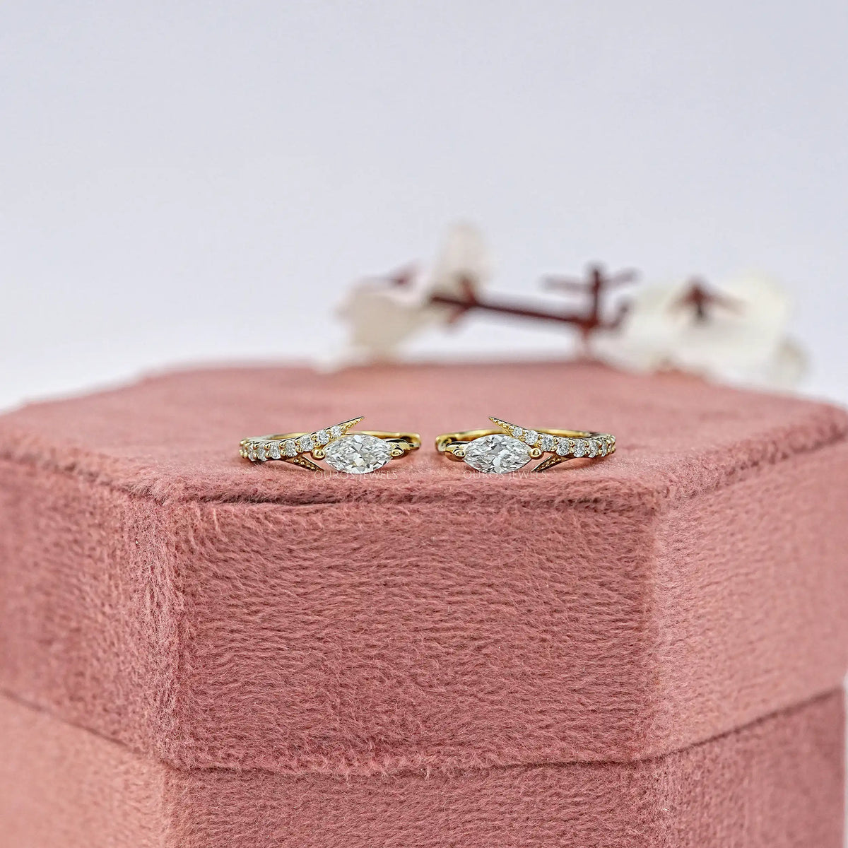 Old Mine Moval Lab Diamond Huggie Hoop Earrings Earring