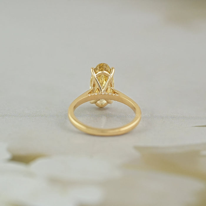 Fancy Yellow Old Mine Moval Cut Solitaire Engagement Ring Rings