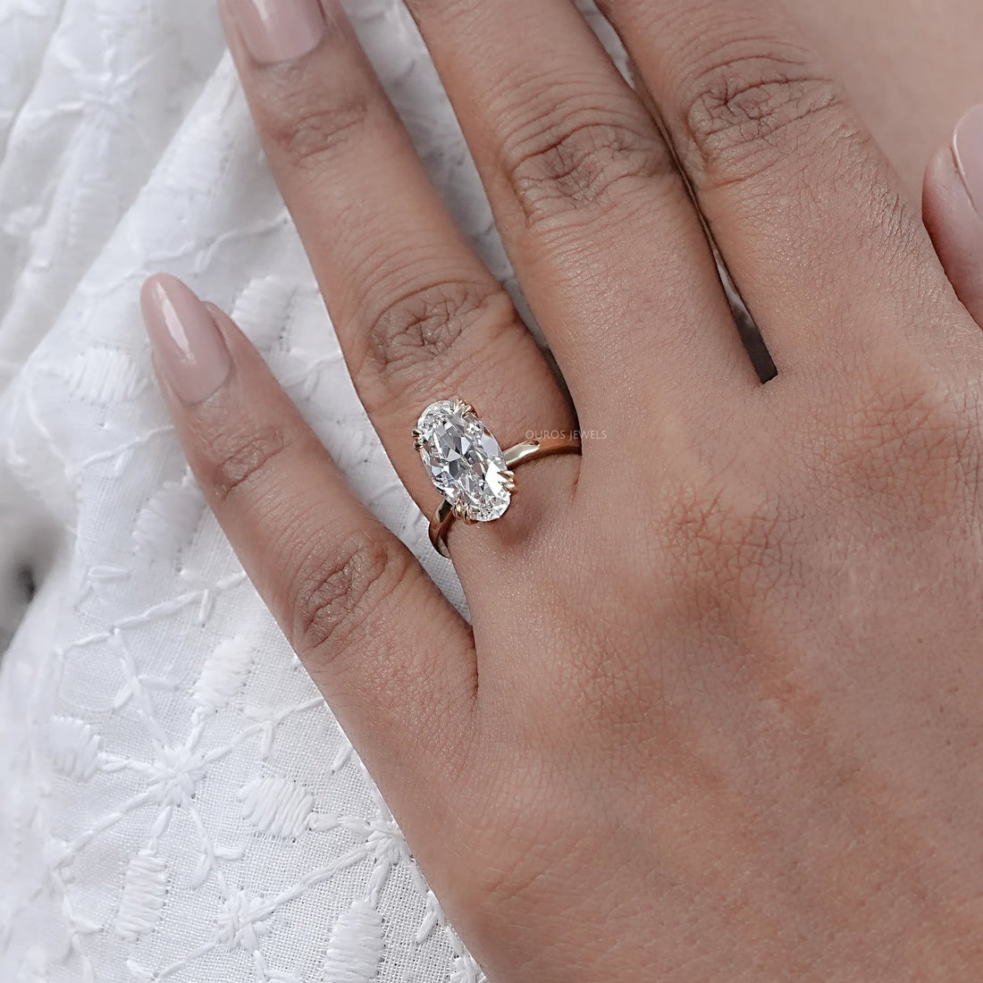 Old Mine Moval Cut Solitaire Engagement Ring Rings