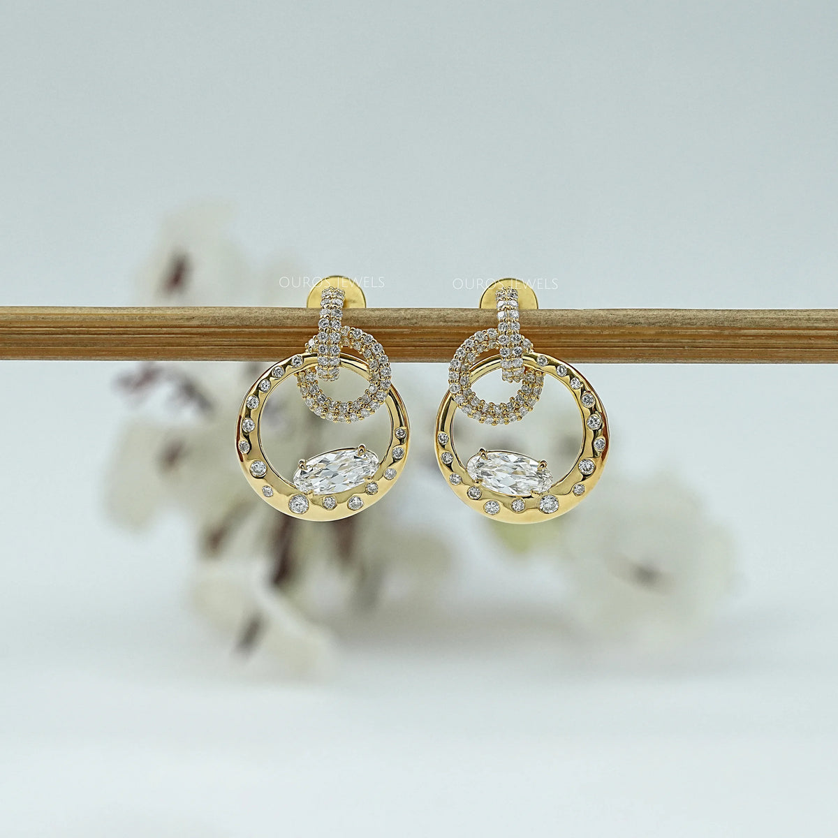 Old Mine Moval Diamond Door Knocker Earrings Earring