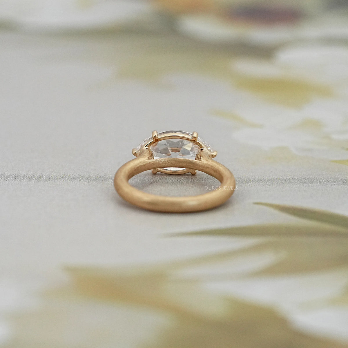 East West Old Mine Moval Lab Diamond Engagement Ring Ring