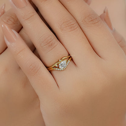 Old Mine Pear Lab Diamond Split Shank Bypass Ring Ring