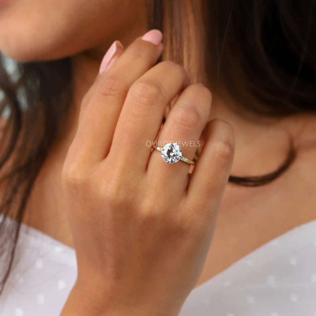 Old European Round Cut Diamond Engagement Ring Rings