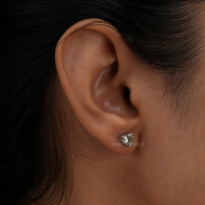 Olive Heart Cut Lab Diamond Screw Back Stud Earrings Earring