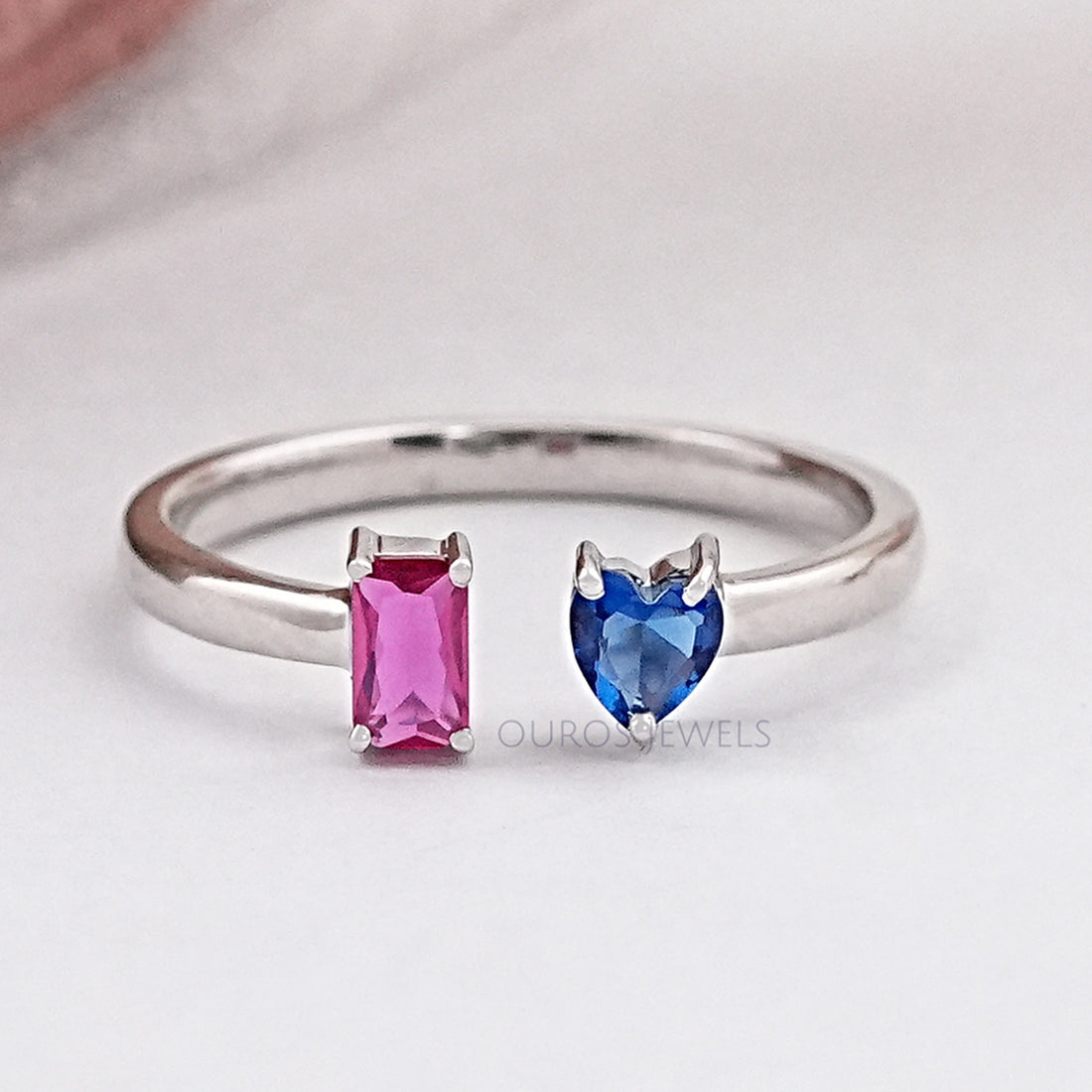 Open Cuff Lab Gemstone Ring Rings