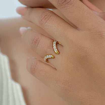 Open Cuff Lab Diamond Curved Wedding Band