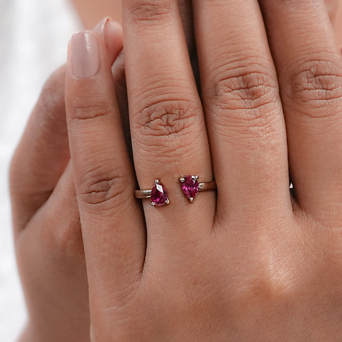 Pear Ruby Gemstone Dainty Ring Ring