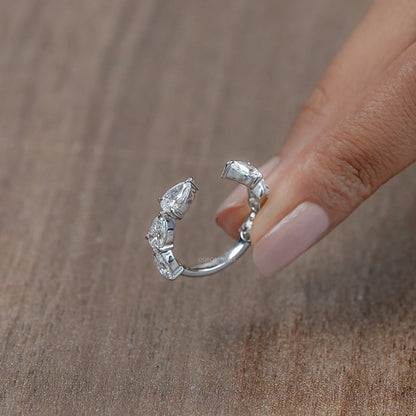 Pear Lab Diamond Open Cuff Wedding Band Rings