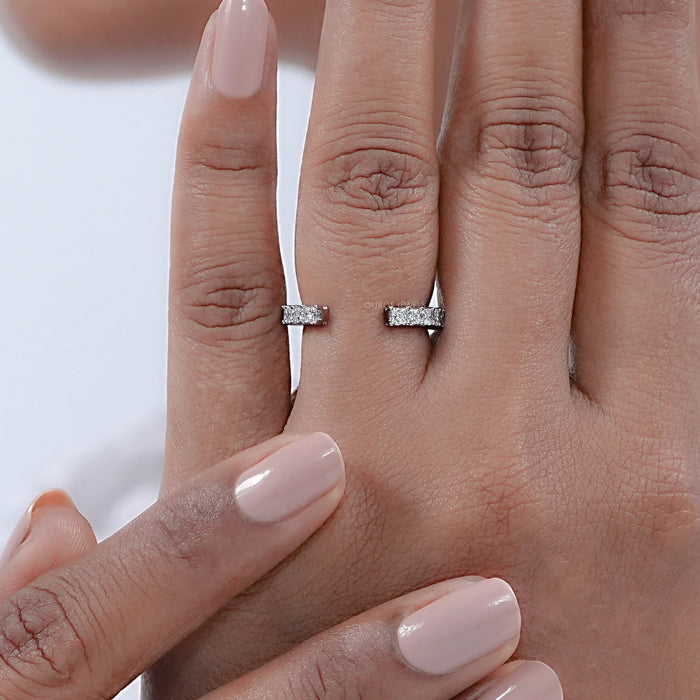 Open Cuff Princess Lab Diamond Eternity Band Rings