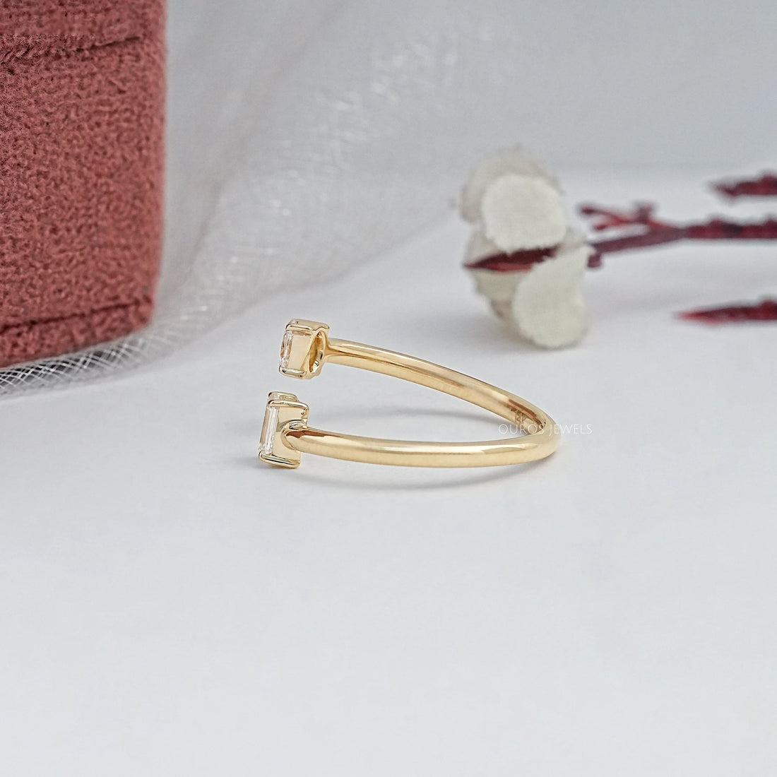 Two Stone Lab Diamond Open Cuff Ring Ring