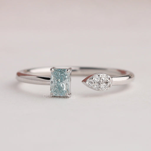 Green Radiant Diamond Open Cuff Dainty Ring