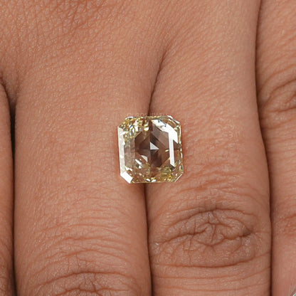 3.45 Carat Rose Cut Yellow Square Radiant Cut Diamond Loose