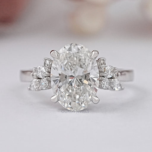 Solitaire Oval Cut Cluster Lab Grown Diamond Ring Ring