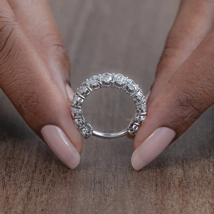 Brilliant Oval Cut Lab Diamond Eternity Wedding Band Rings
