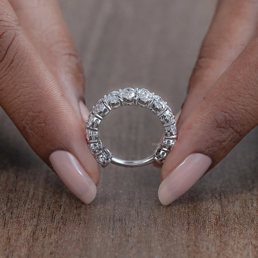 Brilliant Oval Cut Lab Diamond Eternity Wedding Band Rings