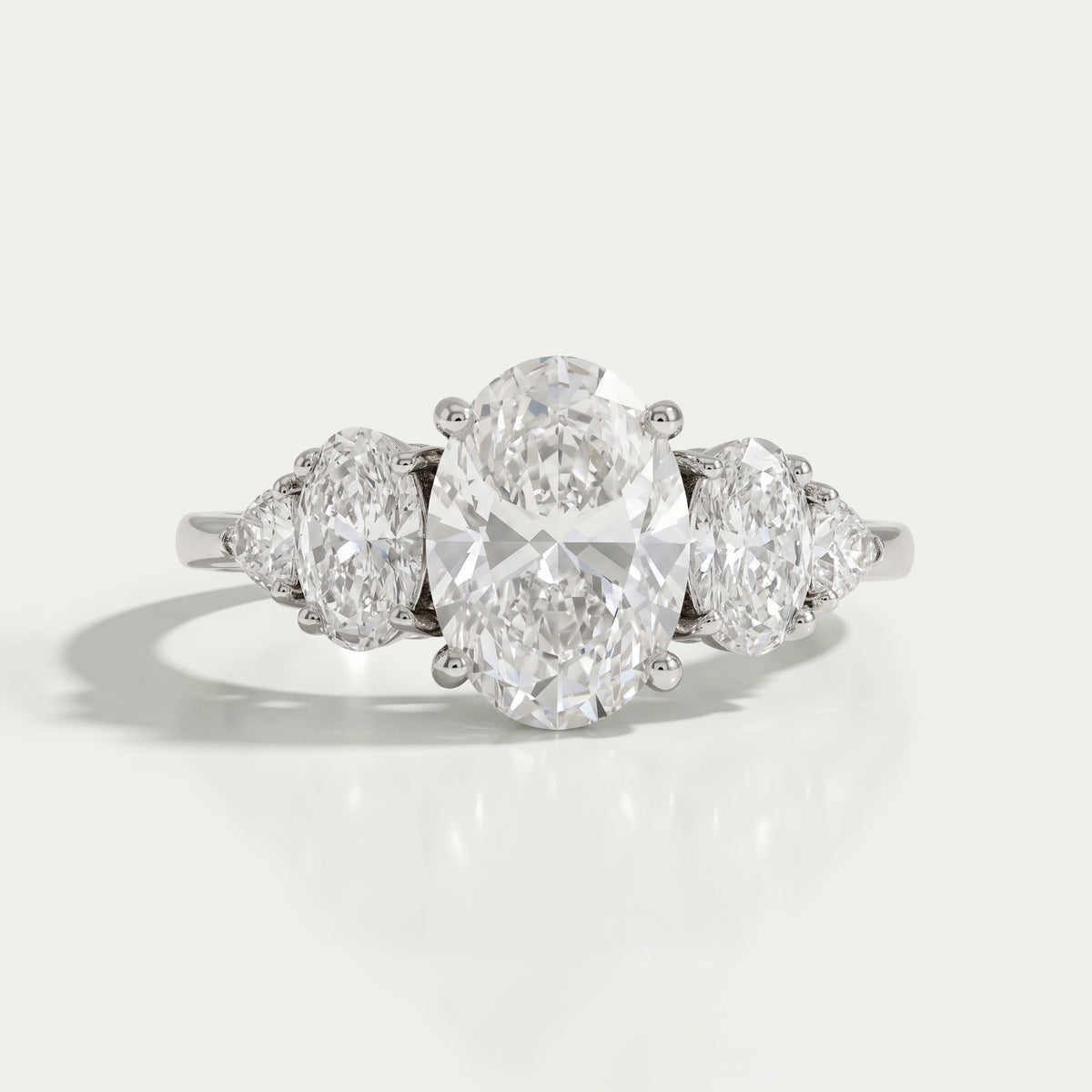Oval And Trillion Lab Diamond Five Stone Engagement Ring Rings