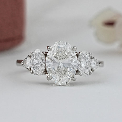 Oval And Trillion Lab Diamond Five Stone Engagement Ring Rings