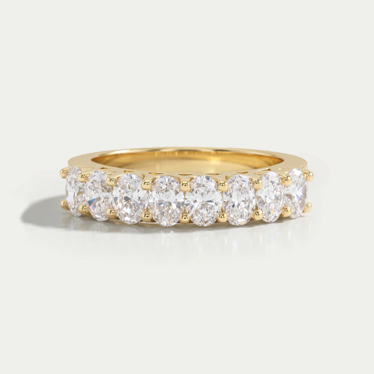 Oval Shape Half Eternity Wedding Band