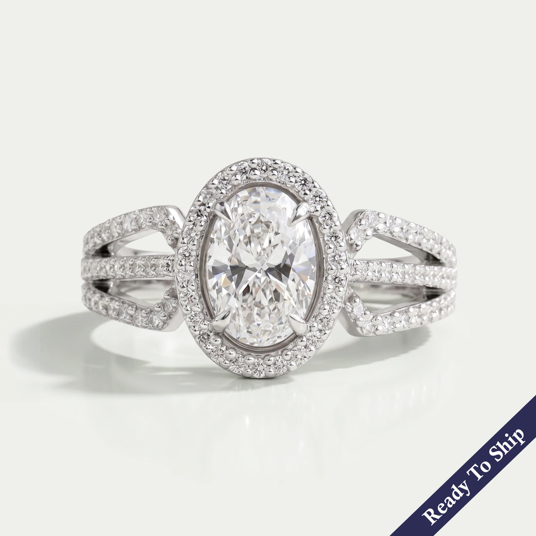 Oval Cut Halo Lab Grown Diamond Engagement Ring