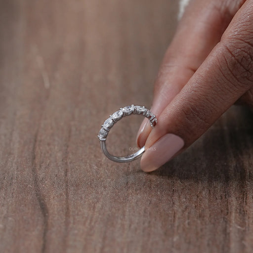 East West Oval Cut Lab Grown Diamond Wedding Band Rings