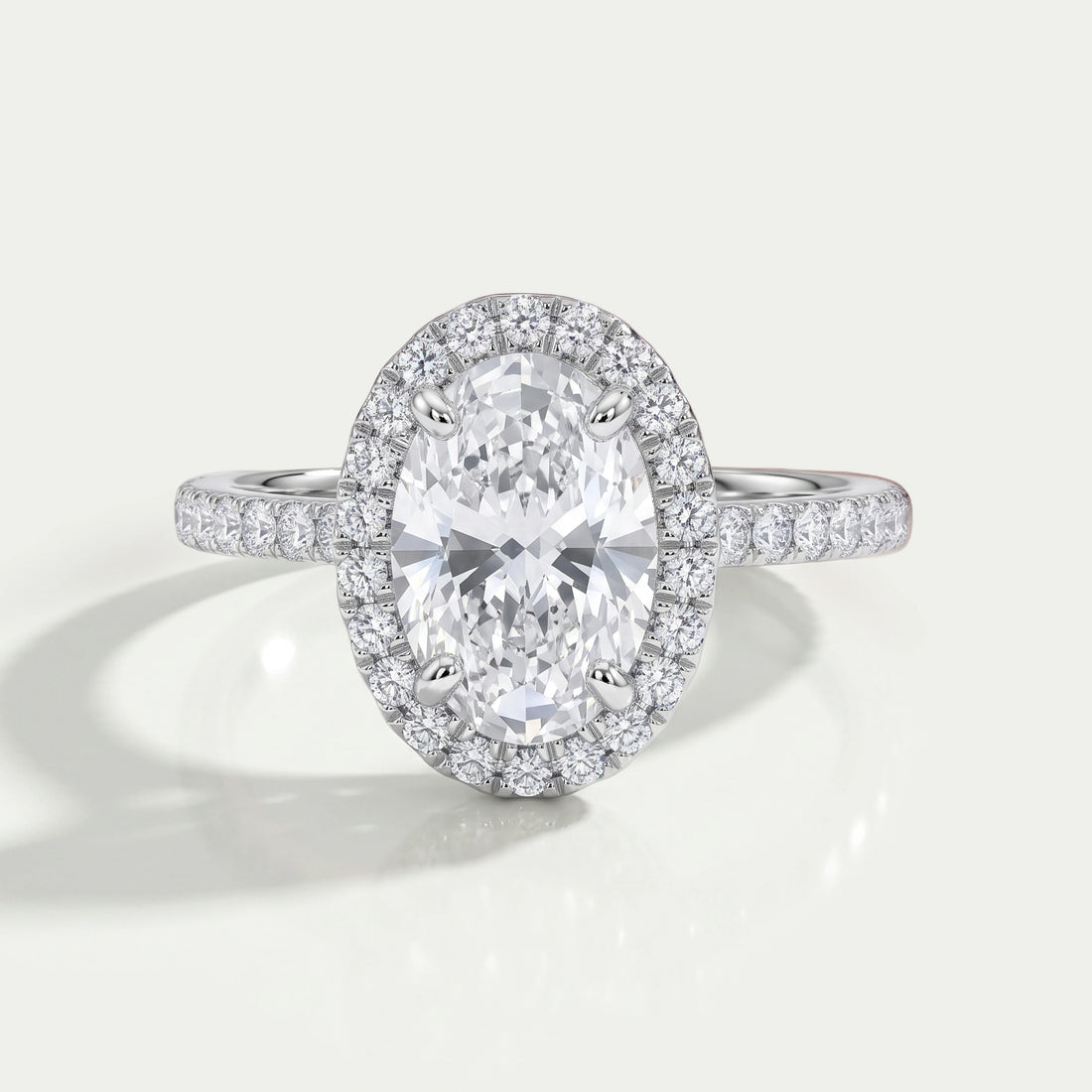 Oval Cut Halo Accent Diamond Engagement Ring Ring