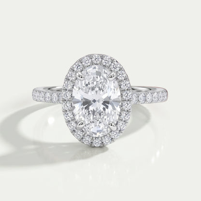 Oval Cut Halo Accent Diamond Engagement Ring Ring