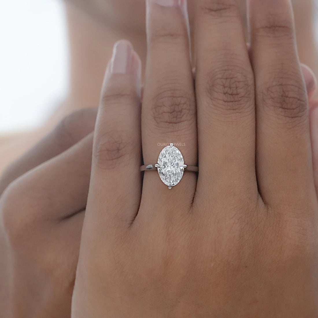 3 Carat Oval Hidden Halo Engagement Ring Ring