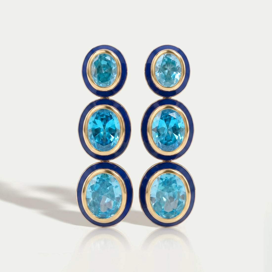 Blue Topaz Oval Gemstone Dangle Earrings Earrings