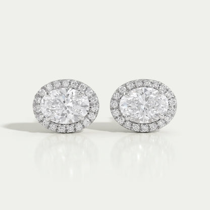 Oval Lab Diamond Halo Stud Earrings Earring