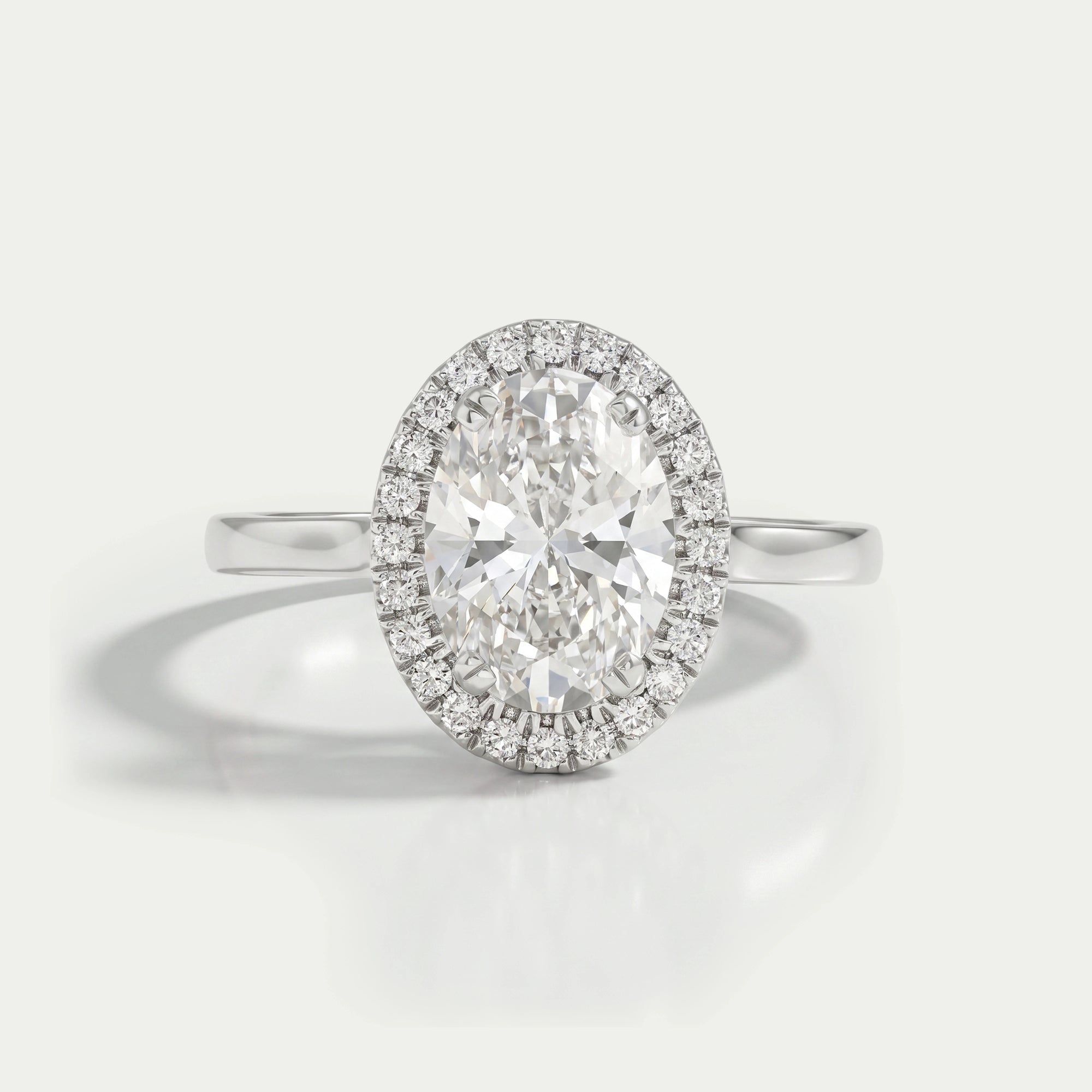 Oval Cut Lab Diamond Halo Set Engagement Ring Rings