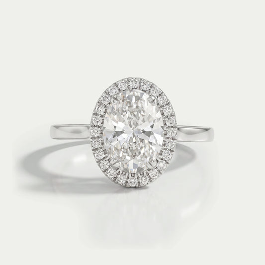 Oval Cut Lab Diamond Halo Set Engagement Ring Rings