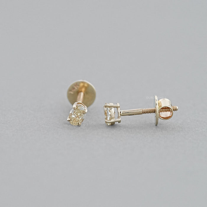 Yellow Oval lab Diamond Stud Earrings Earrings