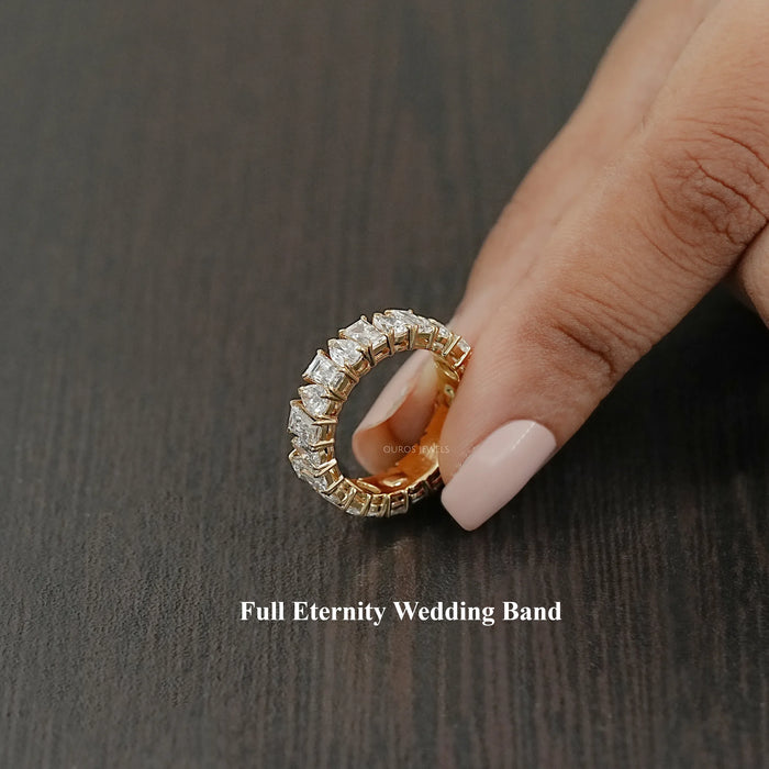 Tapered Baguette and Pear Diamond Half Eternity Wedding Band Rings