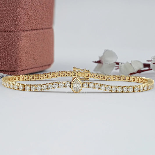 Bezel Pear Lab Grown Diamond Tennis Bracelet Bracelet