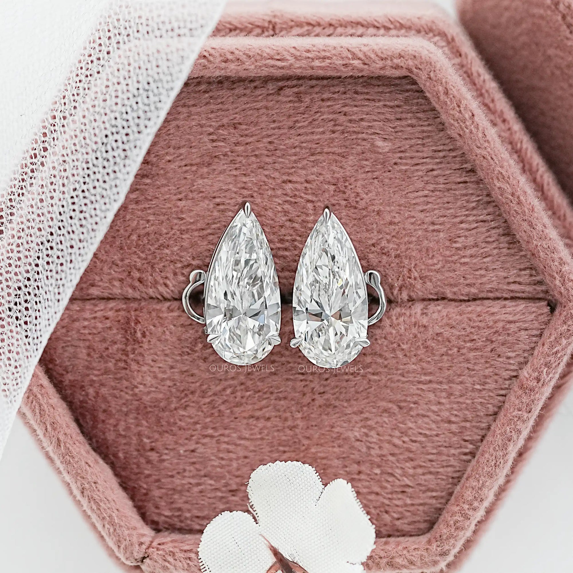 Pear Diamond Clip On Back Stud Earrings