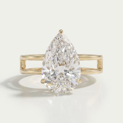 Pear Cut Double Band Engagement Ring Ring