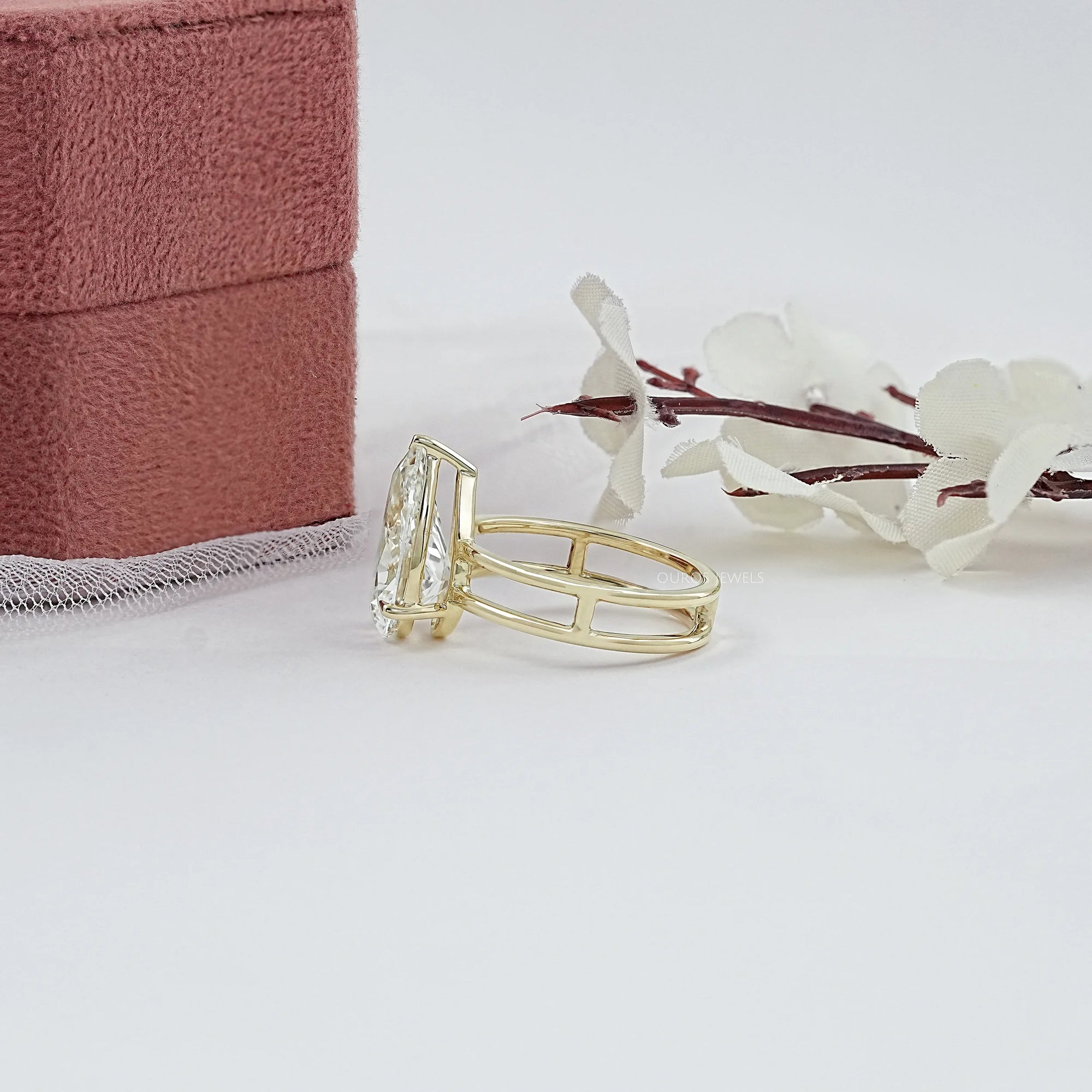 Pear Cut Double Band Engagement Ring Ring