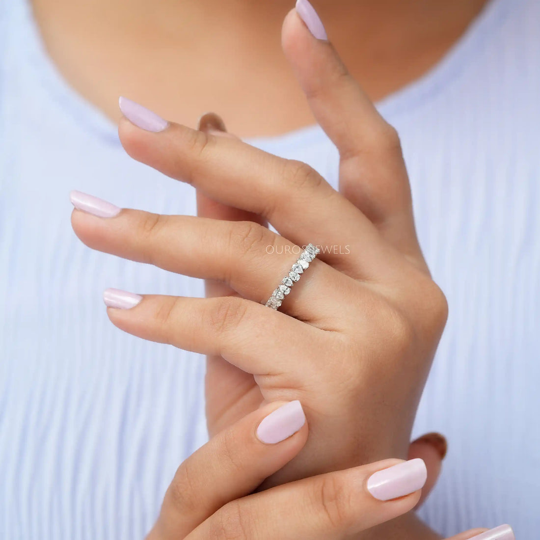 Pear Cut Full Eternity Wedding Band