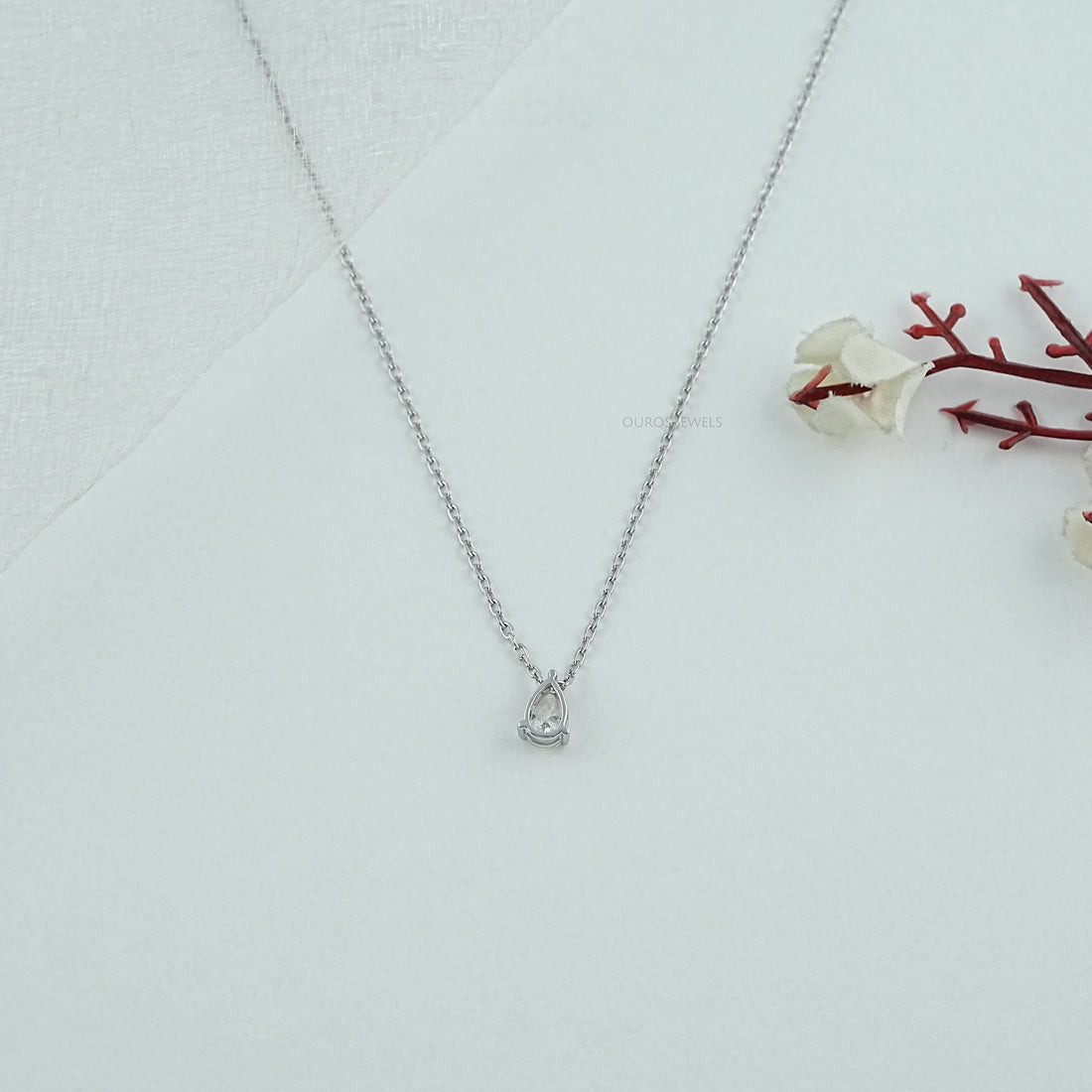 Pear Lab Diamond Solitaire Pendant Necklaces