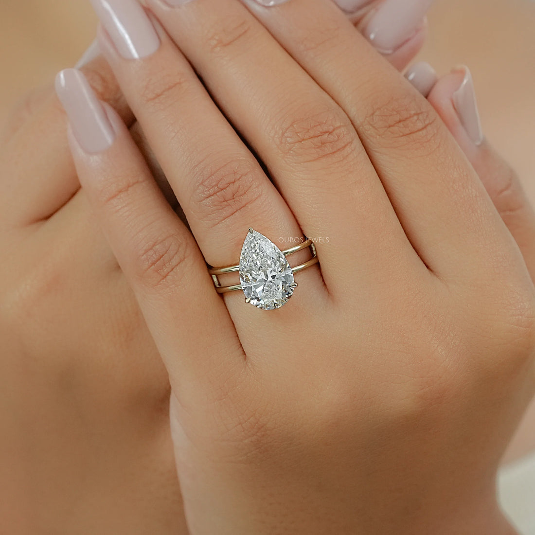 Pear Cut Double Band Engagement Ring Ring