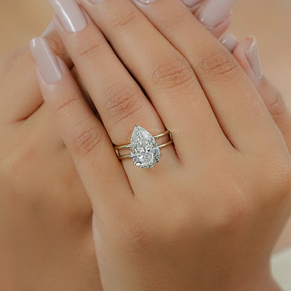 Pear Cut Double Band Engagement Ring Ring