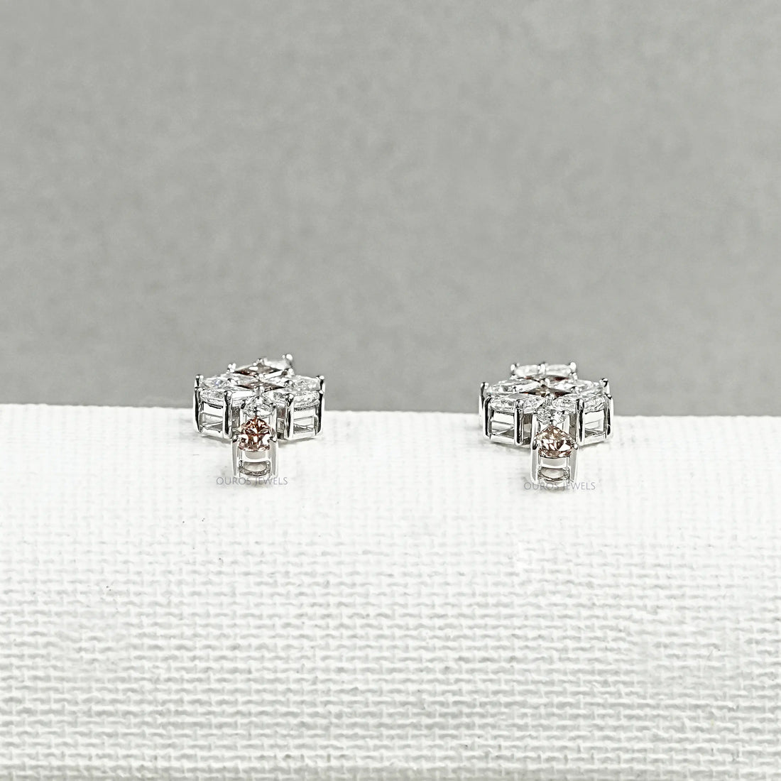 Champagne Princess Cut Lab Diamond Drop Earrings Earrings