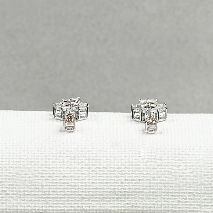 Champagne Princess Cut Lab Diamond Drop Earrings Earrings