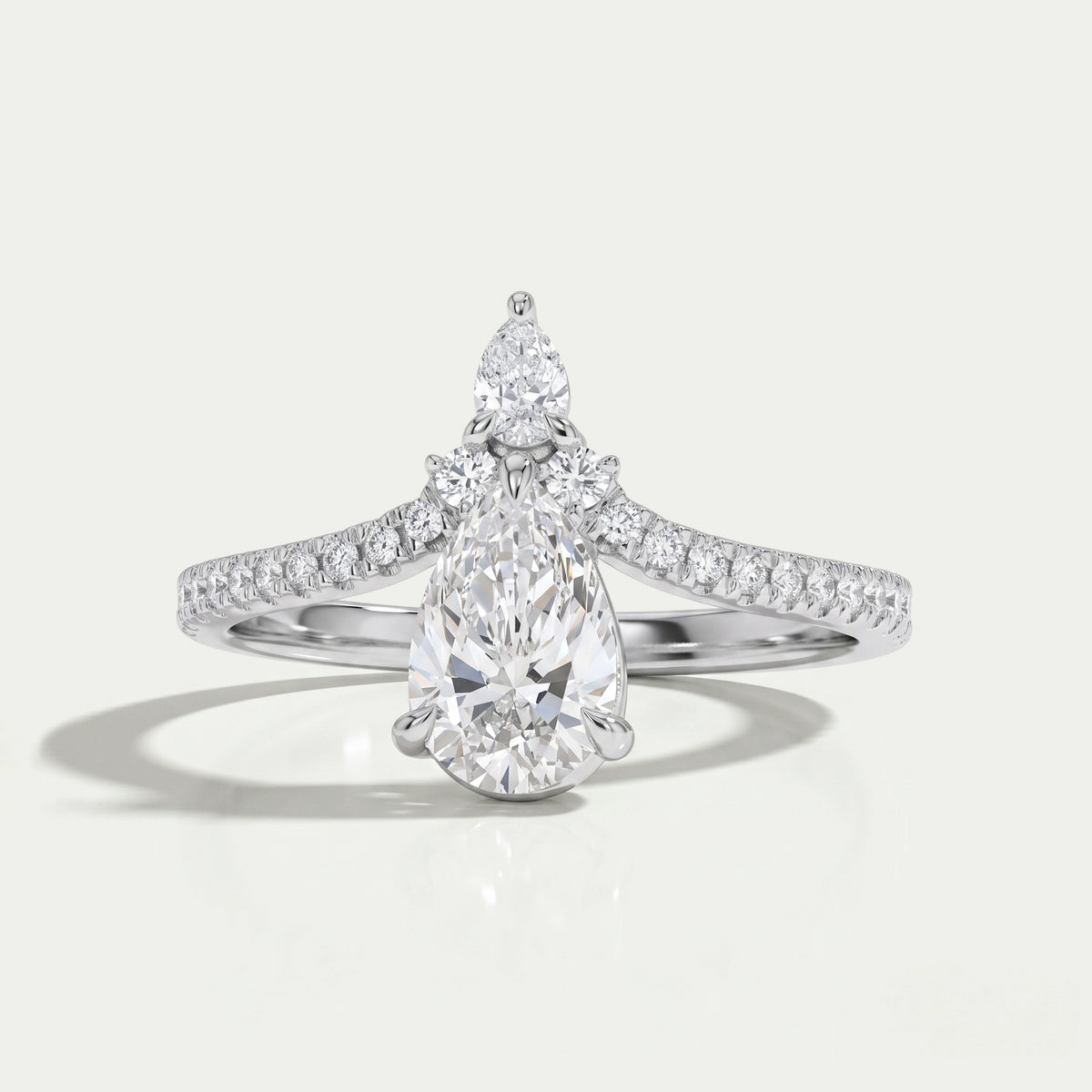 Chevron Shaped Pear Cut Engagement Ring