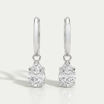 Pear Cut Lab Diamond Dangle Hoop Earrings