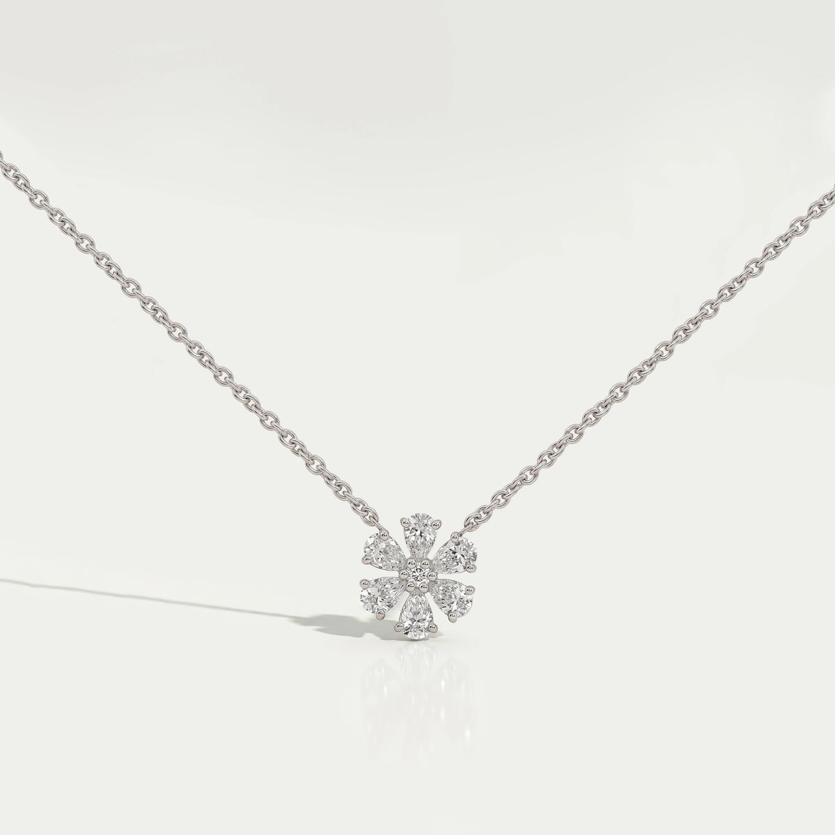 Pear Cut Lab Diamond Flower Pendant Necklaces