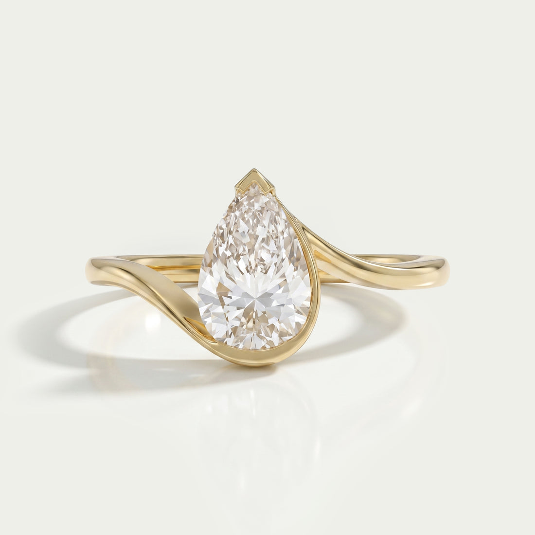 Pear Diamond Half Bezel Set ByPass Ring Rings