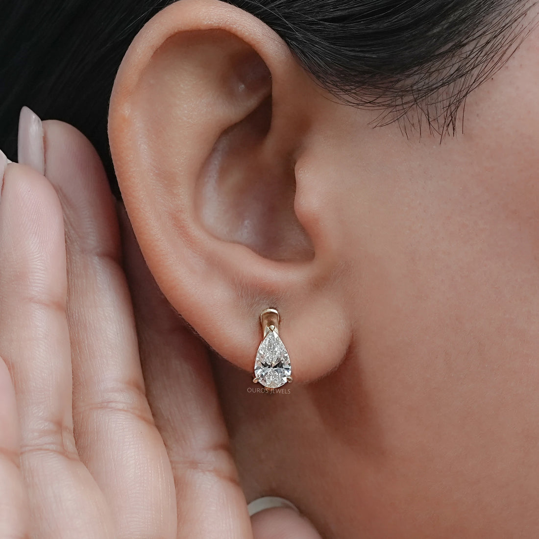 Pear Lab Diamond Hoop Earring Earring