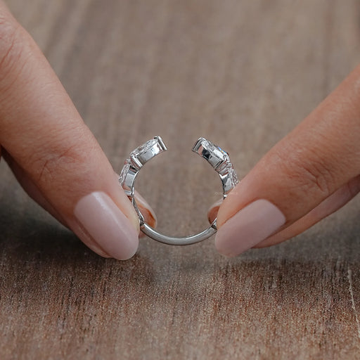 Pear Lab Diamond Open Cuff Wedding Band Rings